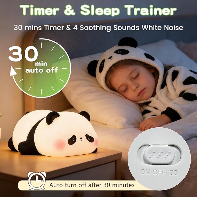 Cute Panda Night Light for Kids, LED Panda Lamp, Food Grade Silicone Novelty - Image 3