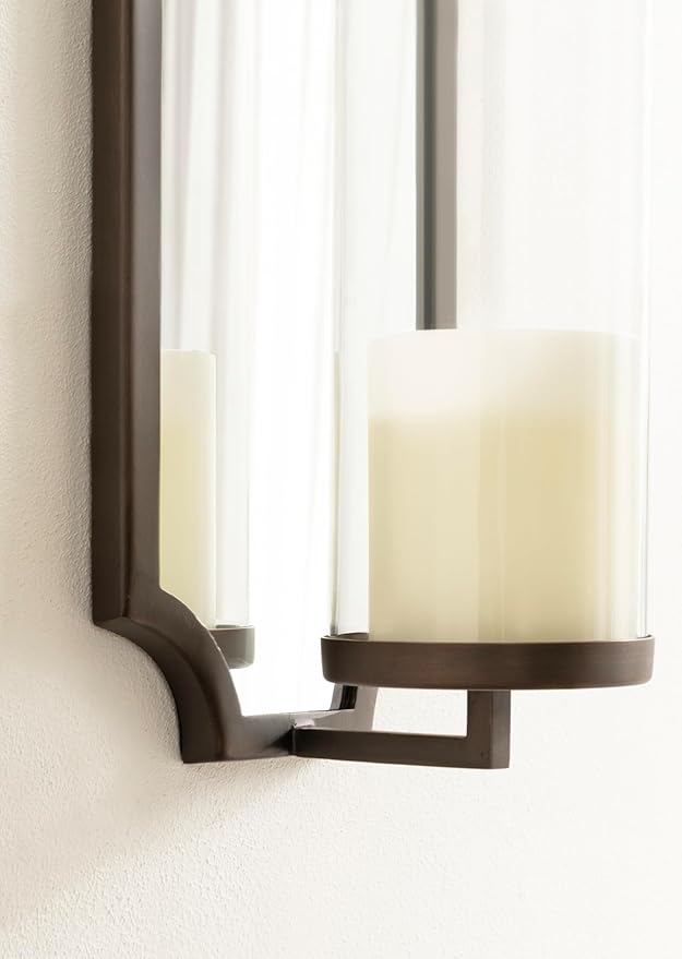 Kate and Laurel Ciel Glam Mirrored Wall Sconce, Modern Scalloped Candle Holder - Image 5