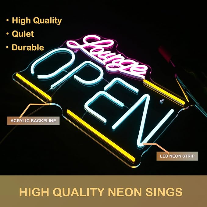 Lounge Open Neon Sign Bright Led Light up Bar Neon Light Dimmable Colorful - Image 2