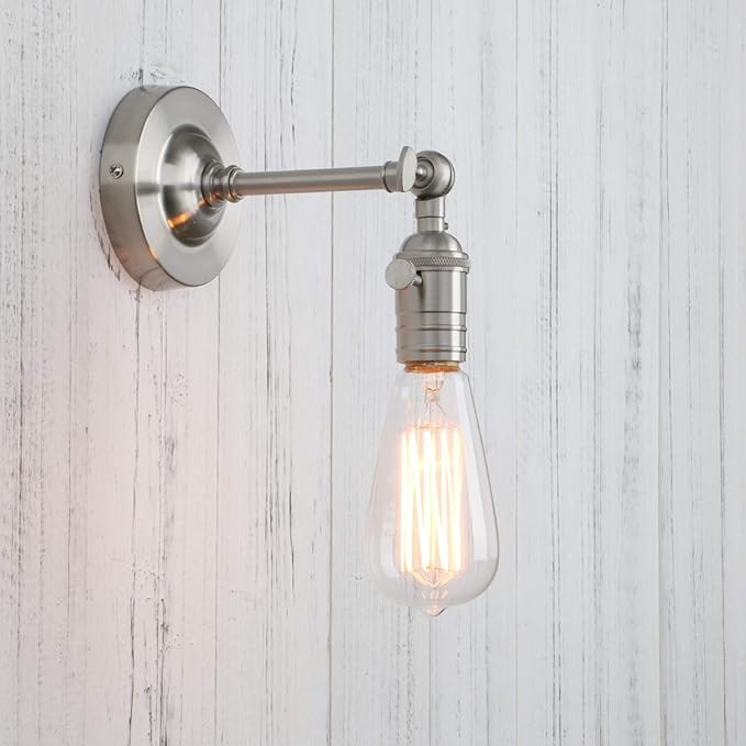 PERMO Vintage Industrial Pole Wall Mount Mini Single Sconce Metal Wall Sconces by PERMO
