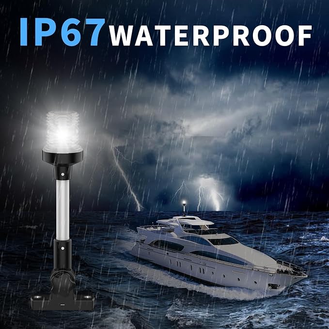 Obcursco Boat Stern Lights, 2NM 360° LED Anchor Light, IP67 Waterproof Bimini - Image 4