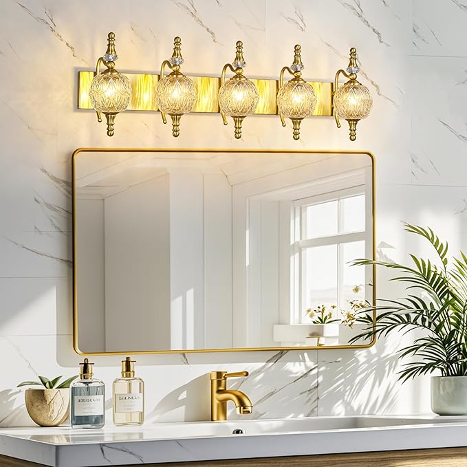 Modern Crystal Bathroom Vanity Lights Fixtures Over Mirror Gold Vintage - Image 2