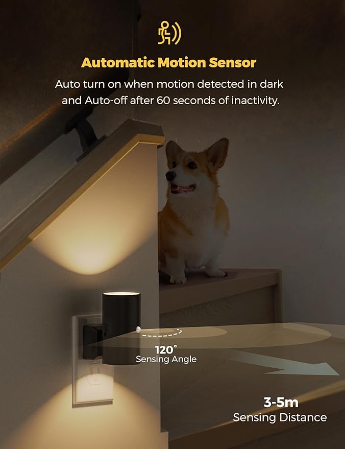 L LOHAS LED Motion Sensor Night Light Plug in, 2 Pack, Motion Activated Night - Image 3