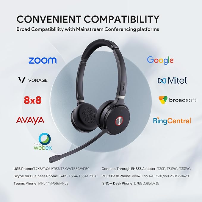 Yealink WH62 Dual UC DECT Wireless Headset, 525 ft Long Range, Work Headphones - Image 6
