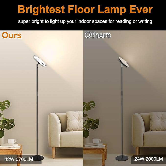 UFO Floor Lamp 71in, Upgraded 42W 3700LM LED Torchiere Floor Lamps - Image 7