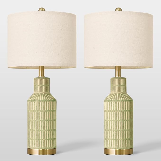 25" Green Ceramic Table Lamp - Image 9