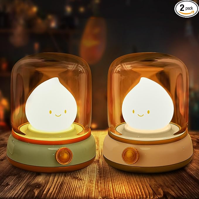 2Pack Ghost Campfire Night Light, Small Cute Desk Lamp, Dimmable Cordless by DeogosLighting