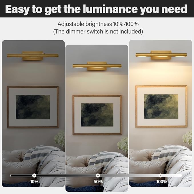Art Picture Frame Wall Light: 24" Glod Dimmable Vintage Artwork Brass Painting - Image 4