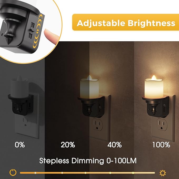 L LOHAS LED Candle Night Light, Dimmable Night Lights Plug into Wall, Dusk to - Image 3
