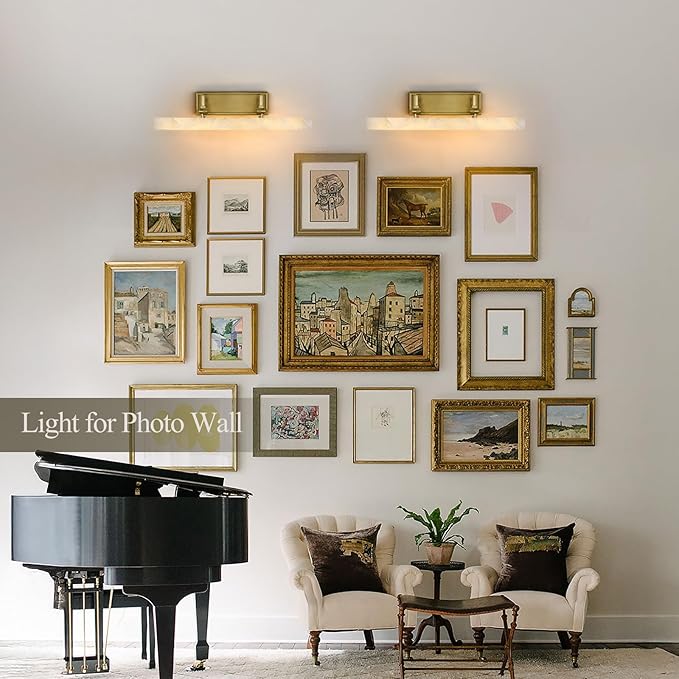 20in Alabaster Picture Light for Wall Art, Brushed Gold Art Display Light - Image 7