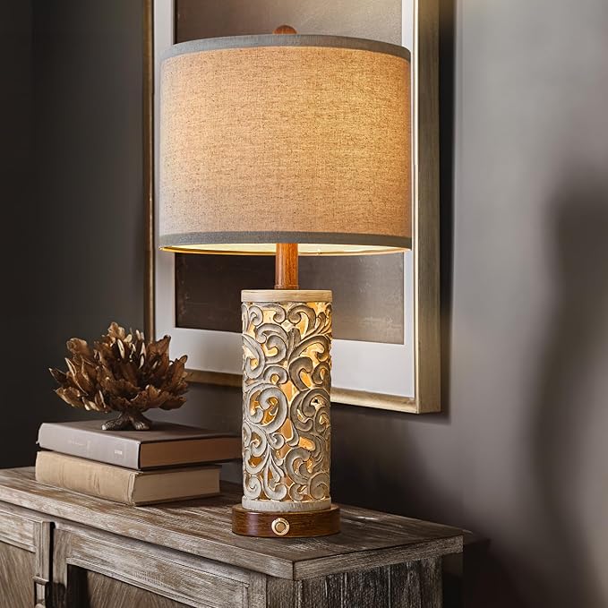 OYEARS 3-Way Dimmable 22'' USB A+C Touch Control Table Lamp - Image 4