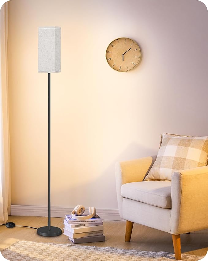 64.6" Floor Lamp, Pole with Foot Switch, Modern Standing Lamp Lampshade by GOEBLESON