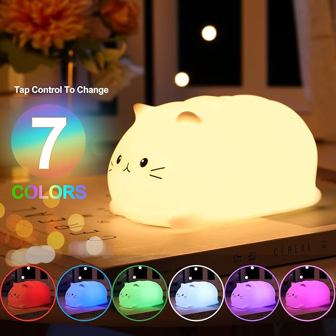 ZKLiLi Night Light, Cute Cat Nursery Lights USB Rechargeable Cat Lamp - Image 4