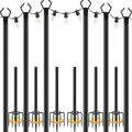 6 Pack String Light Poles, Metal Poles by NUERPO