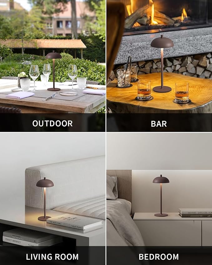 Cordless LED 12" Small Table Lamps Set of 2, Modern Portable Desk Lamp - Image 6