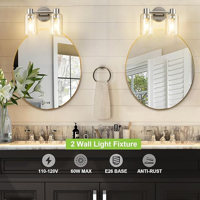 2 Light Bathroom Wall Sconce Light Fixtures - Image 4