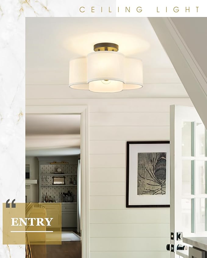 Black Semi Flush Mount Ceiling Light, Close to Ceiling Light Fixtures - Image 8
