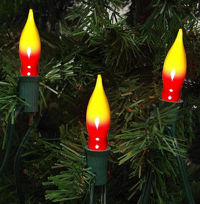 12 Pack Christmas Flame Tip Lights Bulb, Outdoor C18 String Light, C7/E12 - Image 3