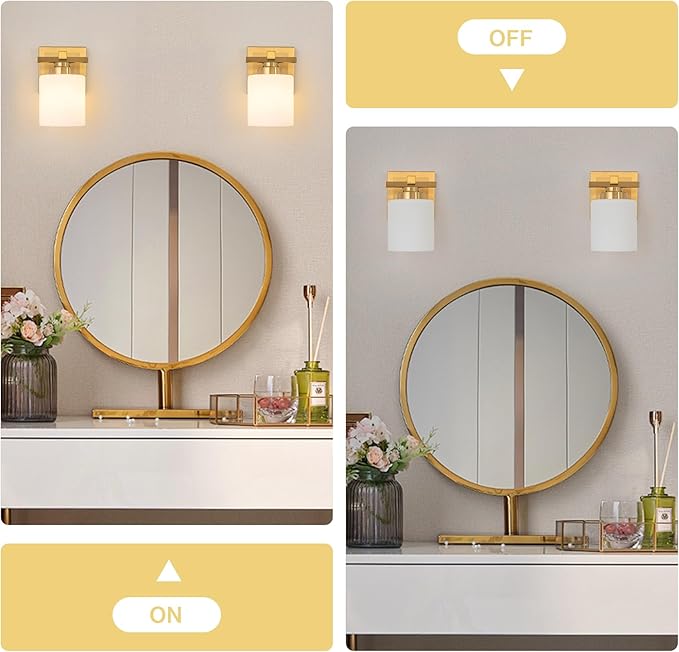 1 Light Modern Bathroom Light Fixtures Over Mirror, Brass Finish Vanity Lights - Image 7