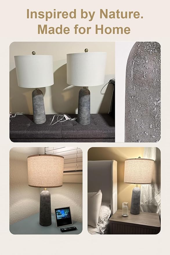 BOBOMOMO 27.25" Modern Table Lamp Set of 2, Lamps - Image 2
