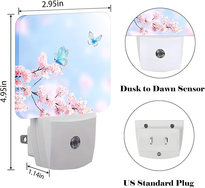 Groovy Butterfly and Flower Night Light, Plug Into Wall - Image 2