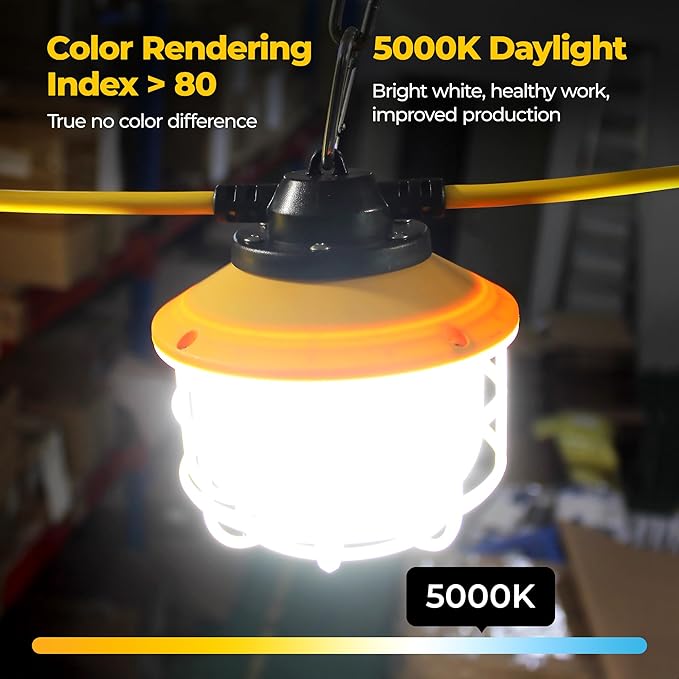 50FT Construction String Lights: 75W Ultra-bright 10500 lumens Linkable ETL - Image 8
