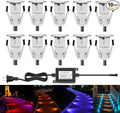 LED Deck Lights Multi-Color RGB Waterproof Recessed Wood Decking 0.7" Tiny Deck by QACALEDOutdoorRecessedDeckLightingKits
