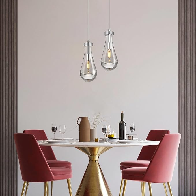 Raindrop Pendant Lights Kitchen Island Teardrop Chrome Hanging Light Fixtures - Image 5