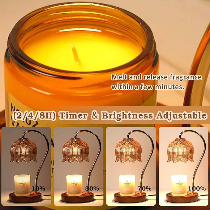 Flower Candle Warmer Lamp with Timer, Dimmable Candle Lamp Warmer, Christmas - Image 3
