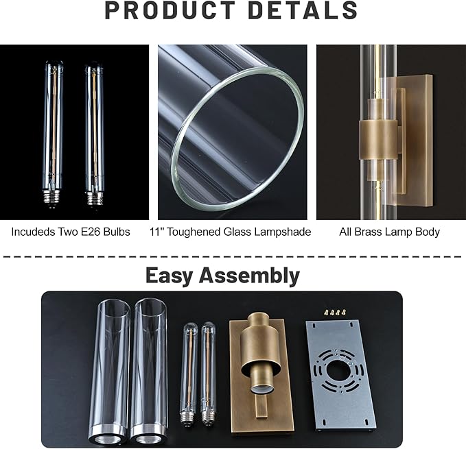 Modern Brass and Glass Wall Sconces, Horizontal or Vertical Linear Wall Sconce - Image 4