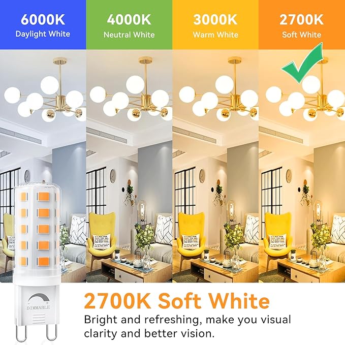 TJOY 24 Pack Dimmable G9 LED Bulb 4W Equivalent 40 Watt, 2700K Soft Warm White - Image 4