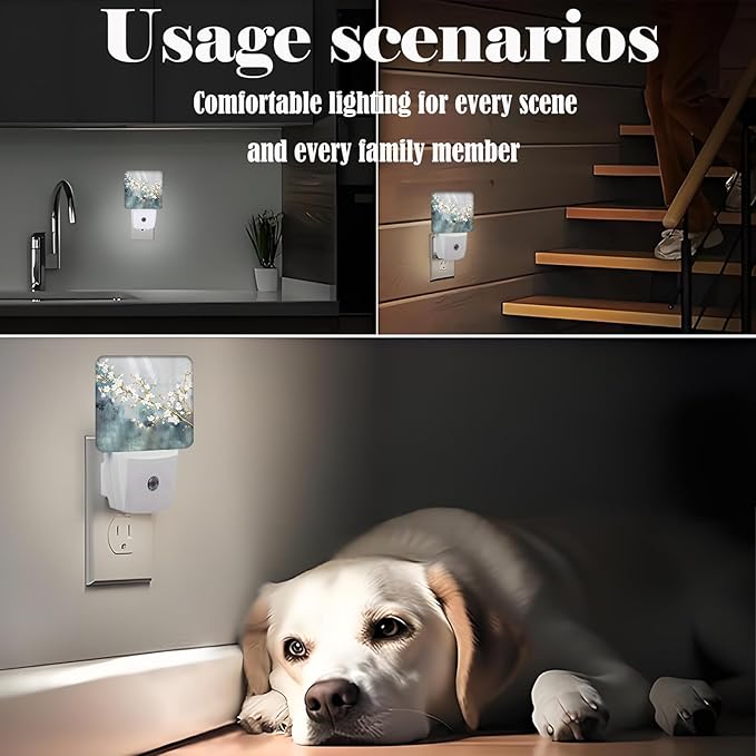 Pure White Flower Night Light, Plug-in Nightlights Auto Sensor Night Lamp Dusk - Image 6