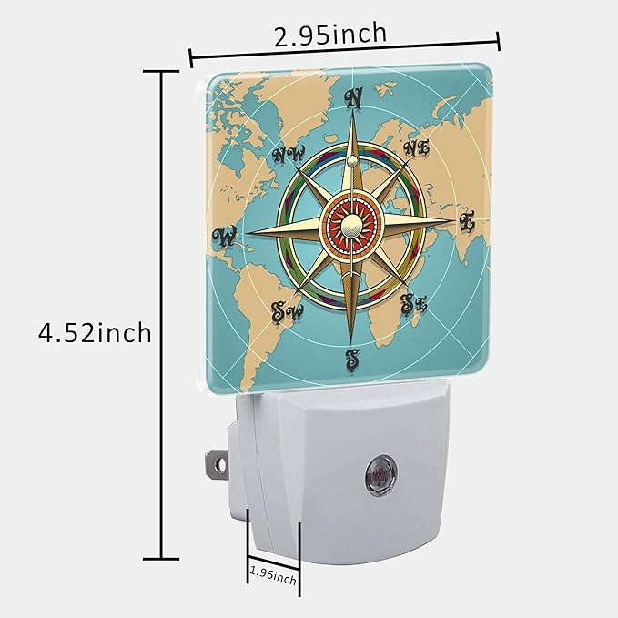 Plug in Night Lights Classic Vintage Nautical Wind Compass Night Light - Image 5