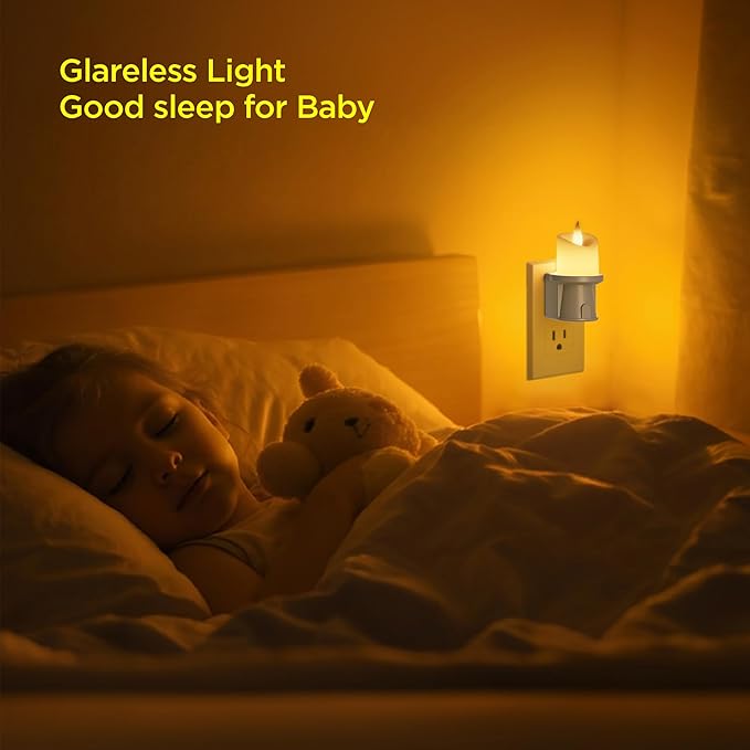 Nightlight Flameless Candle, Electrical Outlet Plugs w/Dusk Dawn Sensor Auto - Image 4
