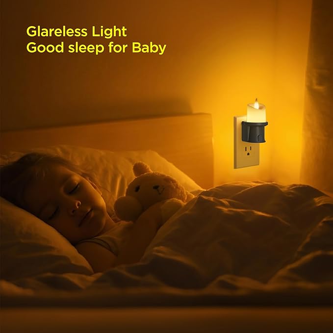 Nightlight Flameless Candle, Electrical Outlet Plugs w/Dusk Dawn Sensor Auto - Image 4