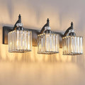 Modern Bathroom Vanity Light 3-Light Black Crystal Light Fixtures Over Mirror by BBLLWJ