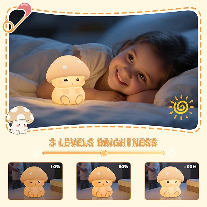 Mushroom Night Light, Touch Control - Image 3