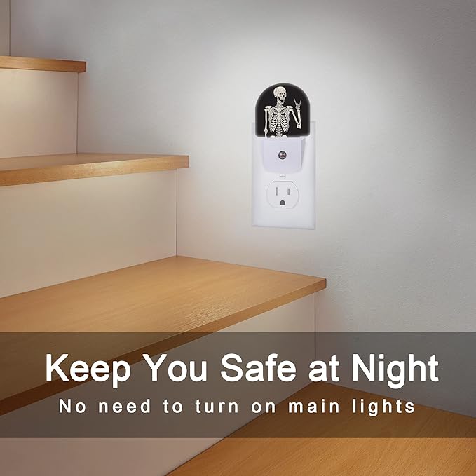 Skull Night Light, Rock Skeleton Skull Night Lights Plug into Wall, Dusk to - Image 6