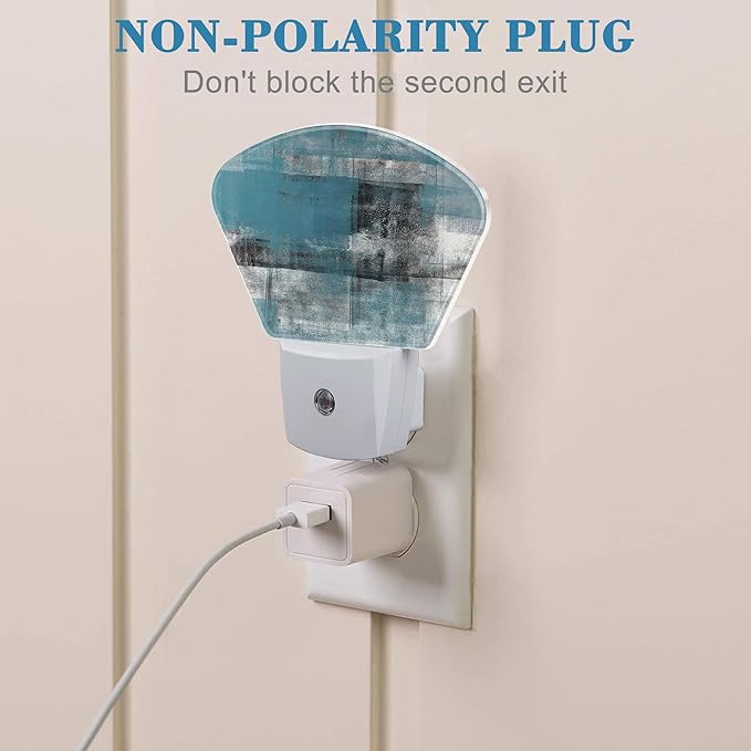 Blue Grey Abstract Painting Night Light Plug into Wall, Art Painting Night Light - Image 3