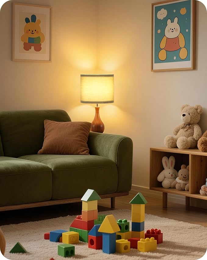 Small Table Lamp, 14.2" Cute Little Desk Lamp, Wood Bedside Lamp - Image 7