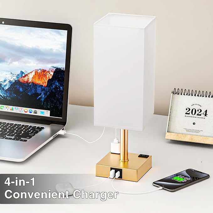 Gold White Touch Table Lamp - Image 3