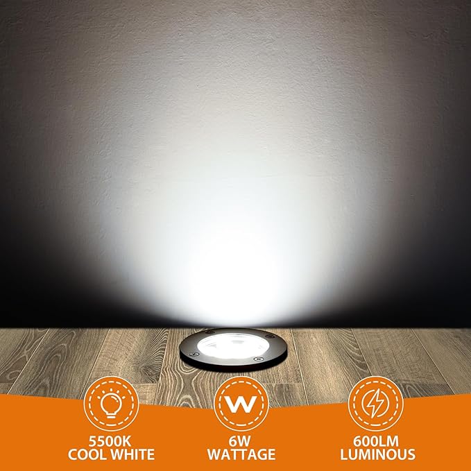 6W LED Landscape Lights, 110V 120V Well Lights IP68 Waterproof 5500k Cool White - Image 6