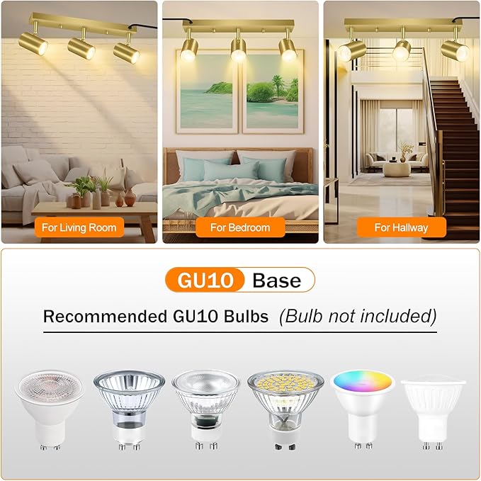 3 Light Track Lighting Kit, Industrial LED Wall Light - Image 3