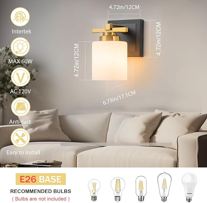 1 Light Modern Bathroom Light Fixtures Over Mirror, E26 Socket - Image 5