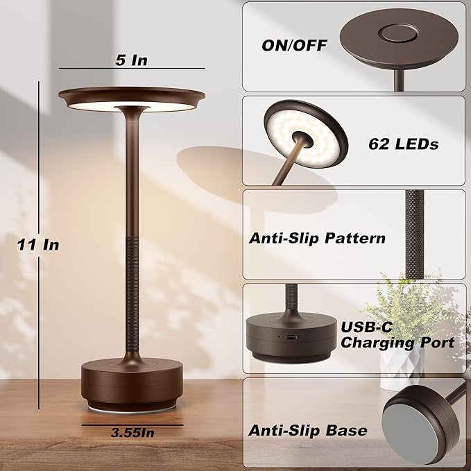 1 Pack Rechargeable Table Lamps Cordless, Portable 5000mAh Outdoor Table Light - Image 7