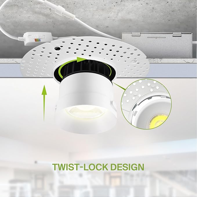 ASD Trimless 3 Inch LED Recessed Light, 12W 120V Round Commercial Downlight - Image 4