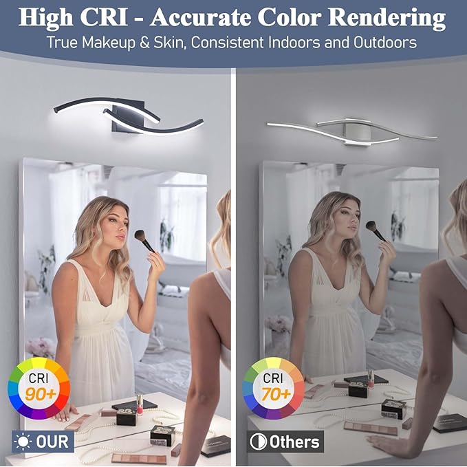23.62 inch Vanity Light for Bathroom Lighting Fixtures Over Mirror Black - Image 6