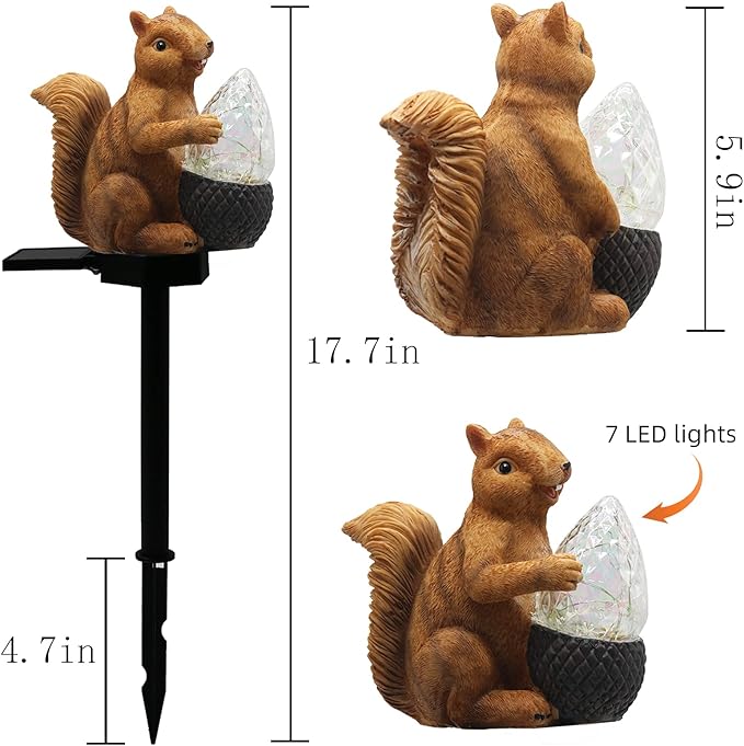 Upgraded Solar Garden Lights Outdoor Decor, Solar Squirrel Stake Lights - Image 2