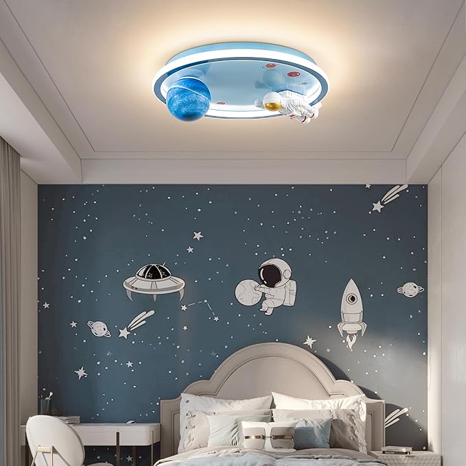 Astronaut Ceiling Light Fixture 20" Dimmable Kids Flush Mount Ceiling Lights - Image 2