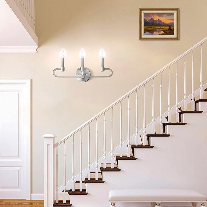 Bathroom Vanity Light, 3 Light Brushed Nickel Vanity Lights - Image 8